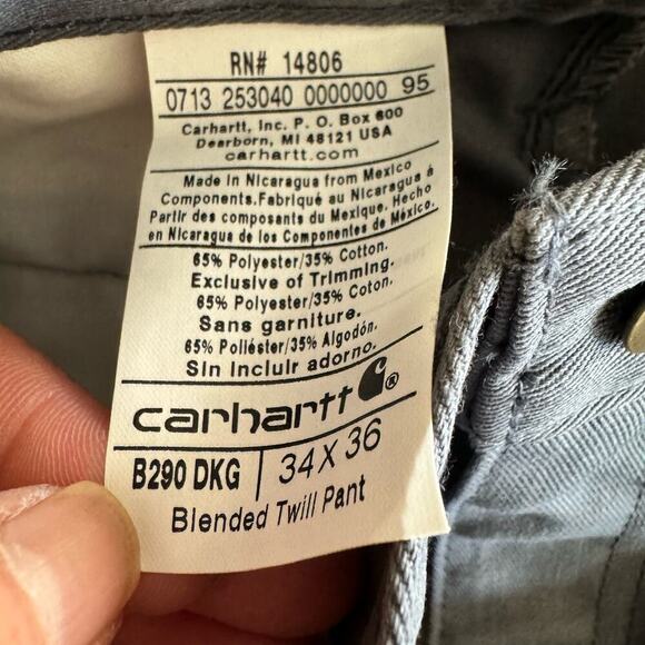 Carhartt Relaxed Fit Twill Work Pant Gray Workwear Pockets Multiple Sizes - Picture 10 of 10